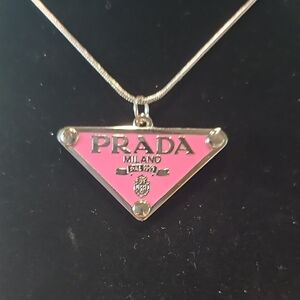 Pink and Silver Pendant Upcycled With Necklace #71